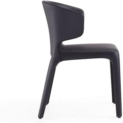 Manhattan Comfort Conrad Mid Century Modern Dining Chairs Woven Tweed Upholstered Kitchen Furniture with Contoured Back, Foam Padding & Metal Legs, Set of 2, Black