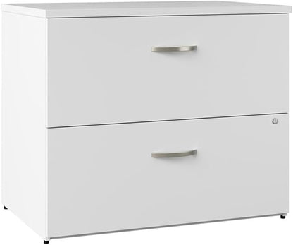 Bush Business Furniture Office in an Hour 2 Drawer Lateral File Cabinet in Pure White | Locking Storage for Letter, Legal, and A4-Size Documents
