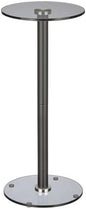 mDesign Glass Top Side/End Drink Table - Tall Modern Round Accent Metal Nightstand Furniture for Living Room, Dorm, Home Office, and Bedroom - 9" Round - Dark Smoke Gray/Black