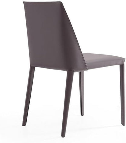 Manhattan Comfort Paris Grey Saddle Leather Dining Chair (Set of 4), Grey