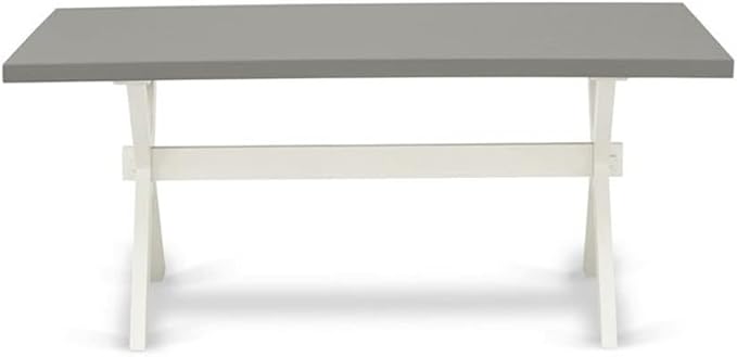 East West Furniture X097MZ001-9 9 Piece Kitchen Table Set Includes a Rectangle Dining Table with X-Legs and 8 Cream Linen Fabric Parson Dining Room Chairs, 40x72 Inch, Multi-Color