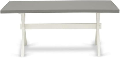 East West Furniture X097MZ001-9 9 Piece Kitchen Table Set Includes a Rectangle Dining Table with X-Legs and 8 Cream Linen Fabric Parson Dining Room Chairs, 40x72 Inch, Multi-Color