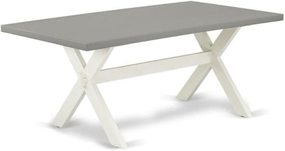 East West Furniture X097EL207-5 5 Piece Dinette Set for 4 Includes a Rectangle Dining Room Table with X-Legs and 4 Gray Linen Fabric Parsons Dining Chairs, 40x72 Inch, Multi-Color
