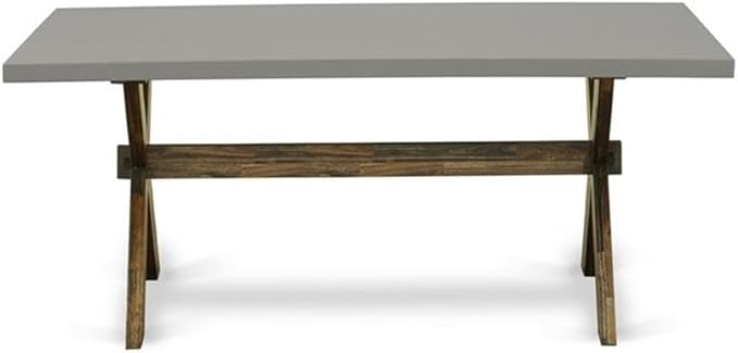East West Furniture X797MZ716-9 9 Piece Kitchen Table Set Includes a Rectangle Dining Table with X-Legs and 8 Dark Khaki Linen Fabric Parson Dining Room Chairs, 40x72 Inch, Multi-Color