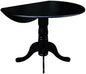 IC International Concepts, 42" Round Dual Drop Leaf Pedestal Dining Table, Solid Wood, Real Parawood, 42" W x 42" D x 29.5" H, Easy Assembly, Black