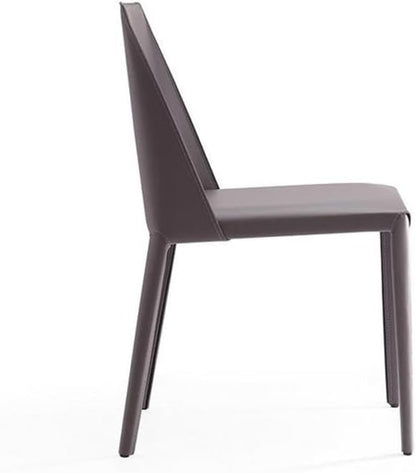 Manhattan Comfort Paris Grey Saddle Leather Dining Chair (Set of 4), Grey