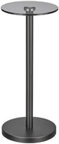 mDesign Glass Top Side/End Drink Table - Small Modern Round Accent Metal Nightstand Furniture for Living Room, Dorm, Home Office, and Bedroom - 9" Round - Smoke Gray/Black