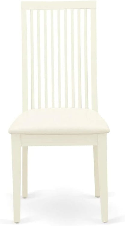 East West Furniture AMIP3-LWH-C 3 Piece Dining Set Contains a Round Dining Room Table with Pedestal and 2 Linen Fabric Upholstered Chairs, 36x36 Inch, Linen White