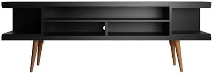 Manhattan Comfort Utopia 70.47" Freestanding Entertainment Center for Living Room, Mid Century Modern TV Stand with Shelves, Storage and Media Holes, Fits 65" Screens, Black