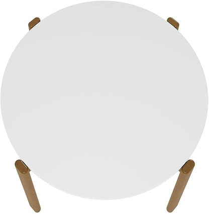 Manhattan Comfort Gales 46-Inch Mid Century Modern Round Dining Table for 2-4 Person, Minimalist Home Furniture with Solid Eucalyptus Wood Legs, Matte White