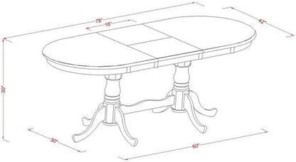 East West Furniture PLAV5-SBR-LC 5 Piece Dining Room Table Set Includes an Oval Wooden Table with Butterfly Leaf and 4 Faux Leather Kitchen Dining Chairs, 42x78 Inch, Saddle Brown