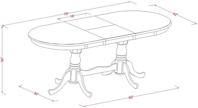East West Furniture PLAV7-SBR-LC 7 Piece Dining Set Consist of an Oval Dining Table with Butterfly Leaf and 6 Faux Leather Kitchen Room Chairs, 42x78 Inch, Saddle Brown