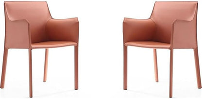 Manhattan Comfort Paris Clay Saddle Leather Armchair (Set of 2), Clay