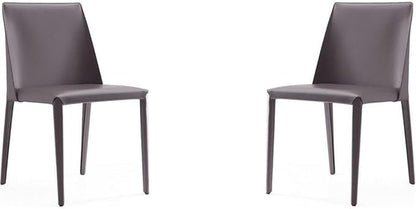 Manhattan Comfort Paris Grey Saddle Leather Dining Chair (Set of 4), Grey