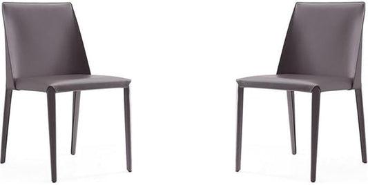 Manhattan Comfort Paris Grey Saddle Leather Dining Chair (Set of 4), Grey
