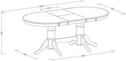 East West Furniture VANO9-OAK-W 9 Piece Kitchen Table Set Includes an Oval Dining Table with Butterfly Leaf and 8 Dining Room Chairs, 40x76 Inch, Oak