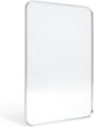Wall Mount Mirror for Bathroom, Brushed Silver Metal Framed Rounded Corner Rectangular Vanity Mirror (20" x 30", Silver)