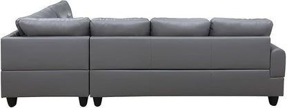 NicBex Sectional Couch 3 Pieces Sofa Set with Left Chaise Faux Leather L Shaped Cloud Couch for Living Room Furniture Sets with Storage Ottoman, Modular Sofa for Living Room & Apartment, Gray