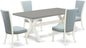 East West Furniture X097VE215-5 5 Piece Dining Table Set for 4 Includes a Rectangle Kitchen Table with X-Legs and 4 Baby Blue Linen Fabric Upholstered Chairs, 40x72 Inch, Multi-Color