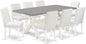 East West Furniture X097AB264-9 9 Piece Dining Table Set Includes a Rectangle Kitchen Table with X-Legs and 8 White Faux Leather Parson Dining Room Chairs, 40x72 Inch, Multi-Color