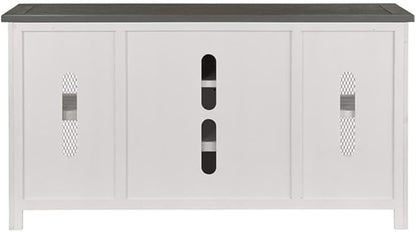 Martin Svensson Home Rustic 65” Solid Wood TV Stand with Storage, White Stain with Grey Stain Top