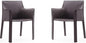 Manhattan Comfort Vogue Modern Faux Leather Dining Chairs, Metal Frame, Comfortable Padded Seat, Fully Assembled Armchair Accent Furniture, Set of 2, Grey