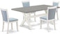 East West Furniture X097MZ015-5 5 Piece Modern Dining Table Set Includes a Rectangle Wooden Table with X-Legs and 4 Baby Blue Linen Fabric Upholstered Chairs, 40x72 Inch, Multi-Color