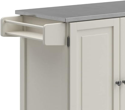 Homestyles Dolly Madison Rolling Mobile Kitchen Island with Storage and Towel Rack, 54 Inch Width, Off White