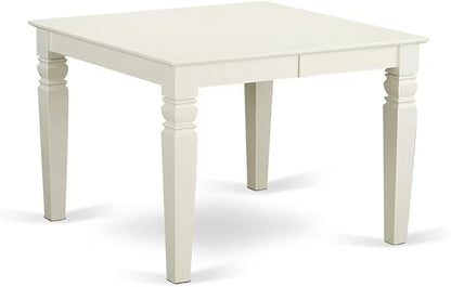 East West Furniture WEAD5-LWH-LC 5 Piece Dining Table Set for 4 Includes a Rectangle Kitchen Table with Butterfly Leaf and 4 Faux Leather Upholstered Chairs, 42x60 Inch, Linen White