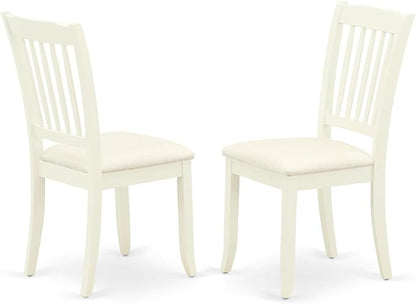 East West Furniture SHDA5-WHI-C 5 Piece Modern Dining Table Set Includes a Round Kitchen Table with Pedestal and 4 Linen Fabric Kitchen Dining Chairs, 42x42 Inch, Linen White
