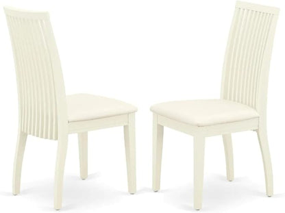 East West Furniture DMIP5-LWH-C 5 Piece Modern Dining Table Set Includes a Round Wooden Table with Dropleaf and 4 Linen Fabric Upholstered Dining Chairs, 42x42 Inch, Linen White