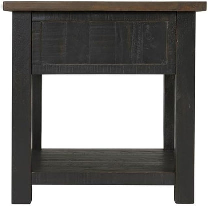 Martin Svensson Home Solid Wood End Table, Black with Brown Top