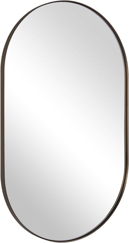 ANDY STAR Bronze Bathroom Mirror, 24x36 Brushed Bronze Oval Mirror, Oval Wall Mirror, Oval Vanity Mirror Metal Frame Deep 1’’ for Bathroom, Bedroom, Living Room, Entryway, Hang Vertical or Horizontal