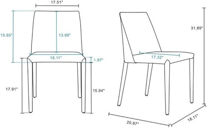 Manhattan Comfort Paris Grey Saddle Leather Dining Chair (Set of 4), Grey