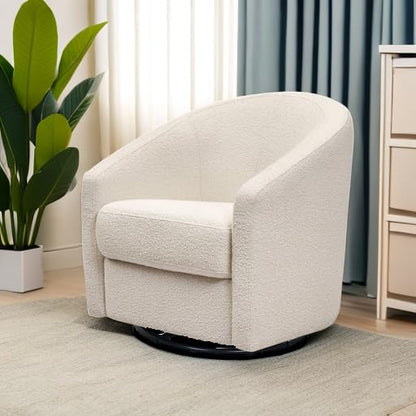 Babyletto Madison Swivel Glider in Polyester Ivory Boucle, Greenguard Gold and CertiPUR-US Certified