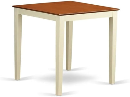East West Furniture VNQU5-WHI-W 5 Piece Kitchen Counter Set Includes a Square Dining Room Table and 4 Dining Chairs, 36x36 Inch, Buttermilk & Cherry