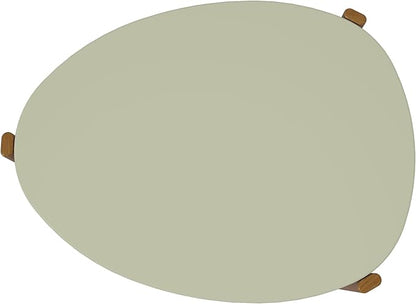 Manhattan Comfort Gales Mid Century Modern Coffee Table with Oval Triangle Shaped Top, Accent Furniture for Living Room Made from Solid Eucalyptus Wood, Pistachio Green