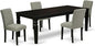 East West Furniture LGAB5-BLK-06 5 Piece Modern Dining Table Set Includes a Rectangle Wooden Table with Butterfly Leaf and 4 Shitake Linen Fabric Parsons Chairs, 42x84 Inch, Black