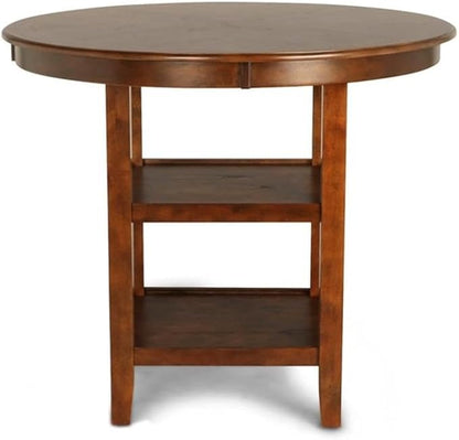 New Classic Furniture Gia 5-Piece Round Counter Height Set with 1 Dining Table and 4 Chairs, 42", Brown