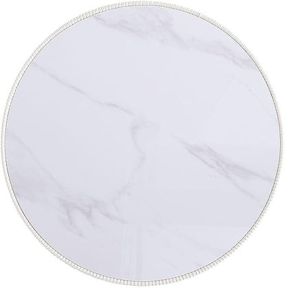 Manhattan Comfort Anderson Modern 28.15" Round Coffee Table 2.0 - Ceramic Marble Tabletop, Elegant Pleated Leatherette Details & Gold Base, Fully Assembled Accent Furniture, Set of 1, Cream