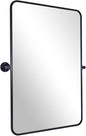 ANDY STAR Pivot Mirror, 22" x 30" Black Tilt Mirror for Bathroom with Rounded Corner Tube Metal Frame Design, Black Vanity Rectangle Bathroom Mirror for Over Sink, Hangs Vertically Farmhouse Style