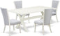 East West Furniture X027VE005-5 5 Piece Dining Room Table Set Includes a Rectangle Kitchen Table with X-Legs and 4 Grey Linen Fabric Parsons Dining Chairs, 40x72 Inch, Multi-Color