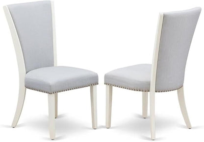 East West Furniture X027VE005-5 5 Piece Dining Room Table Set Includes a Rectangle Kitchen Table with X-Legs and 4 Grey Linen Fabric Parsons Dining Chairs, 40x72 Inch, Multi-Color