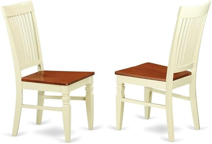 East West Furniture QUWE9-BMK-W 9 Piece Dining Room Furniture Set Includes a Rectangle Wooden Table with Butterfly Leaf and 8 Kitchen Dining Chairs, 40x78 Inch, Buttermilk & Cherry