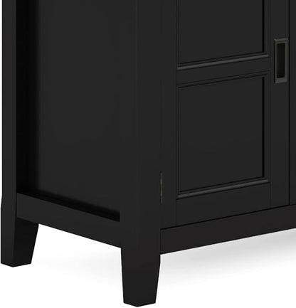 SIMPLIHOME Burlington SOLID WOOD 72 Inch Wide Transitional TV Media Stand in Black for TVs up to 80 Inches, For the Living Room and Entertainment Center