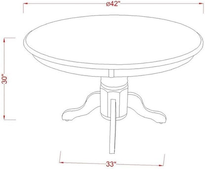 East West Furniture SHSI3-WHI-15 3 Piece Dining Room Table Set Contains a Round Wooden Table with Pedestal and 2 Baby Blue Linen Fabric Upholstered Chairs, 42x42 Inch, Linen White