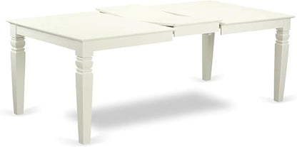 East West Furniture LGDA7-LWH-32 7 Piece Dinette Set Contains a Rectangle Dining Table with Butterfly Leaf and 6 Polyester Fabric Upholstered Chairs, 42x84 Inch, linen white