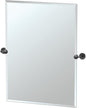 Gatco 4249MXS Latitude II, Frameless Rectangle Pivot Mirror, 31.5" H, Matte Black/Wall Mounted 31.5" H x 27.50" W Frameless Tilting Beveled Bathroom Vanity Mirror Wth Matte Black Brackets