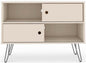 Manhattan Comfort Baxter 35" Mid Century TV Stand for Bedroom and Living Room Use, Entertainment Center with Storage, Shelves and Sliding doors, Ideal for 32 to 40 Inch Screens, Off White