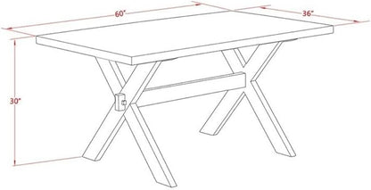 East West Furniture X696FR102-6 6 Piece Dining Set Contains a Rectangle Dining Room Table with X-Legs and 4 Light Beige Linen Fabric Parson Chairs with a Bench, 36x60 Inch, Multi-Color